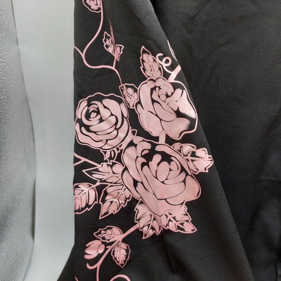 Zeroyaa Shirt Size Large Black Button Down Shirt Pink Floral Design Cowboy NWT - Picture 12 of 12